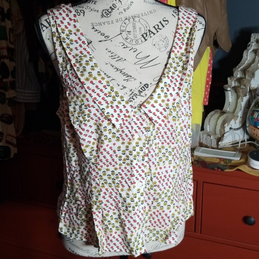 Modcloth Button Up Apple Print Top